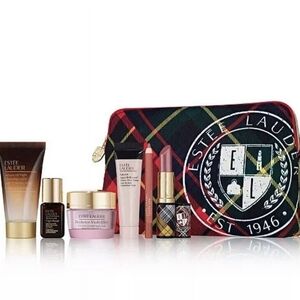 Estee Lauder Plaid Cosmetic Bag with Skincare Set